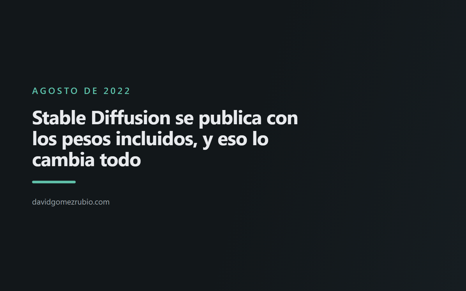 Stable Diffusion se publica con los pesos incluidos, y eso lo cambia todo