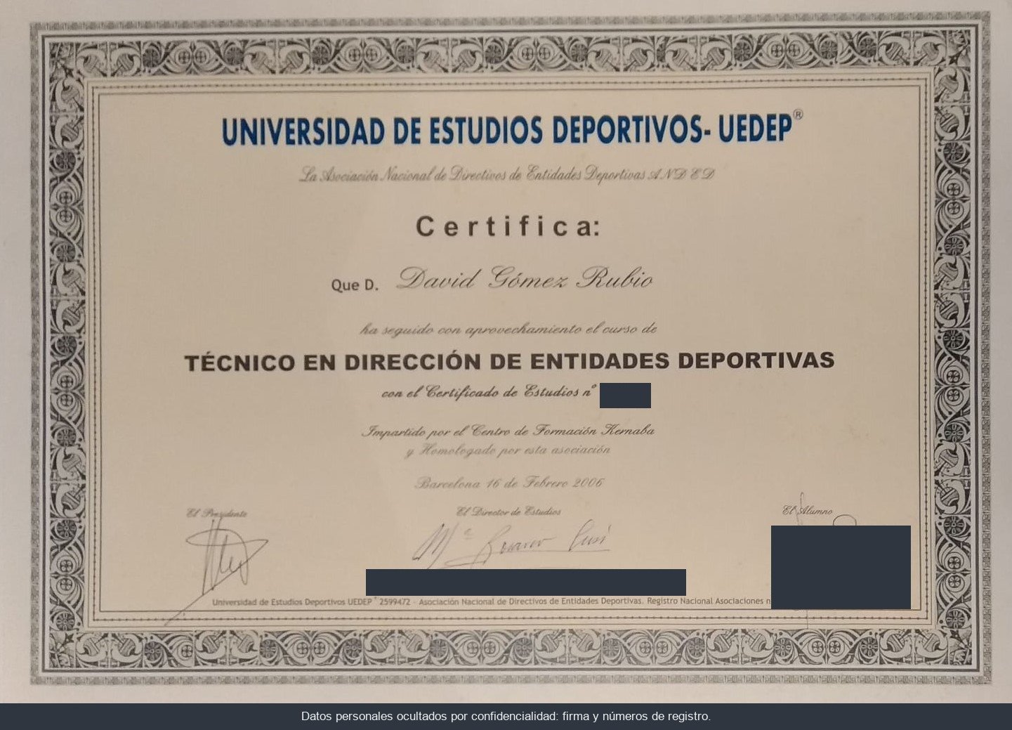Técnico en Dirección de Entidades Deportivas